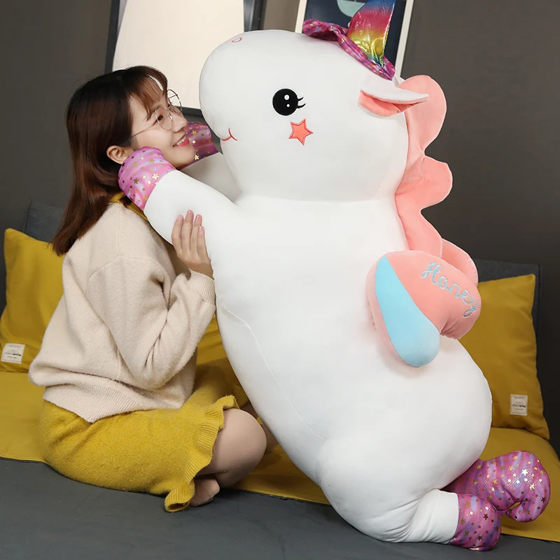 

Lovely Soft Huggable Rainbow Unicorn Plush Toy Giant Stuffed Animal Doll Soft Pillow Fly Horse Toys for Child Girls Kawaii Gift