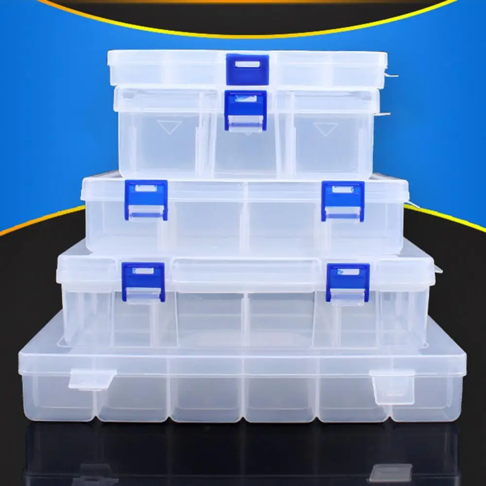 

Rectangular Transparent Parts Box Screw Jewelry Plastic Container Home Supply