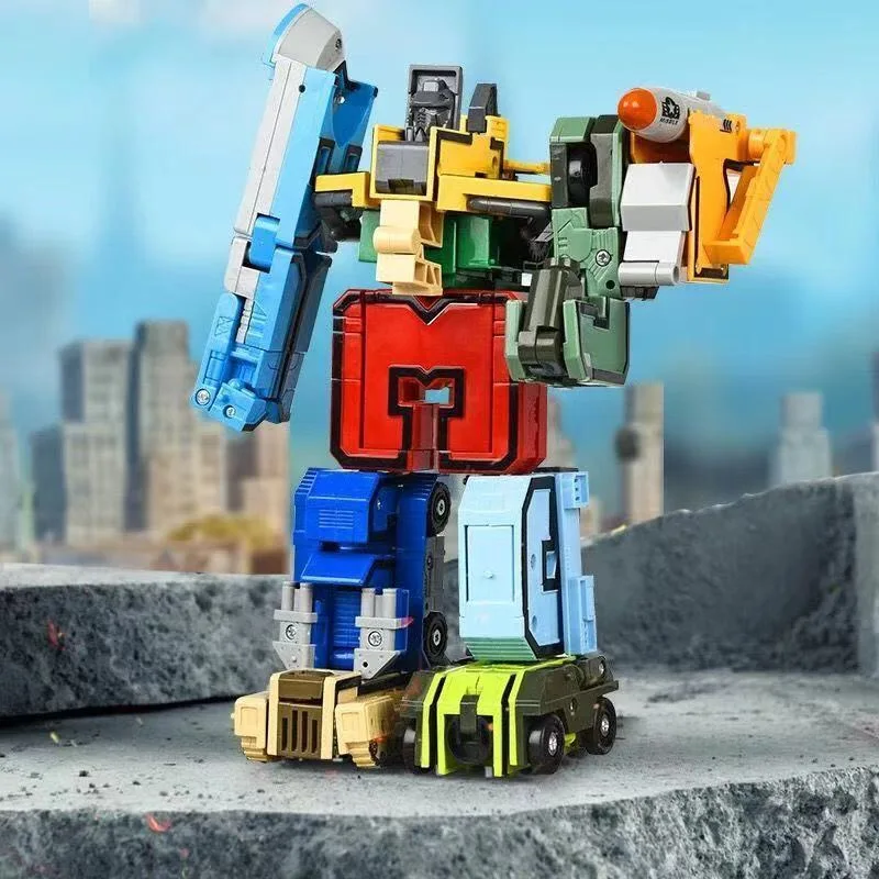 

10PCS Transformation Robot Creative Assembling Educational Blocks Action Figure Number Deform Plane Car Gift Toys For Children