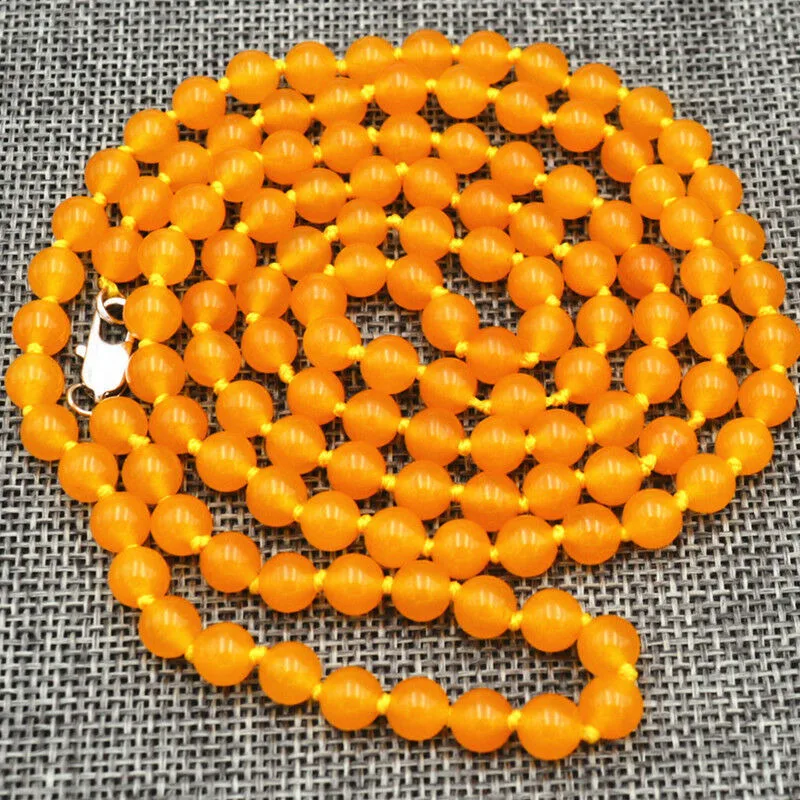 

New Beautiful 6mm Brazil topaz Gemstone Beads Necklace 36 "AA