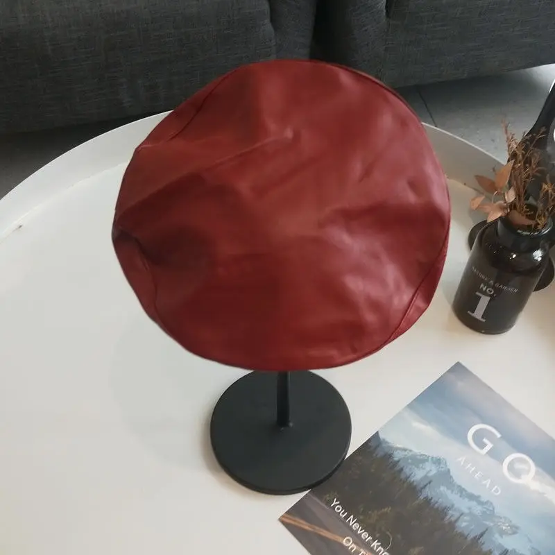 

New Beret Cap Fashion Women Casual PU Leather Beret Hat For Women Autumn Winter Retro Beanie Caps Hot