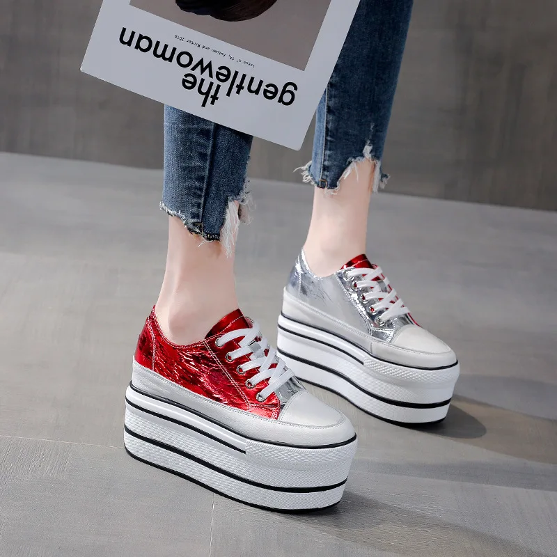 

2021 Autumn Genuine Leather Casual Women Shoes Thick Sole Sneakers for Women Platform Shoe Women's Flat Platform Shoes