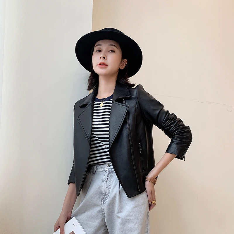 Куртка женская из натуральной кожи осень 2020 пальто 100% овчины приталенные