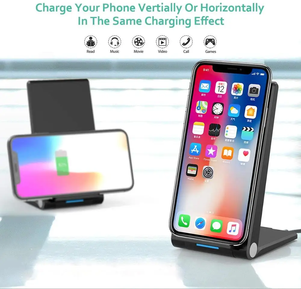 FDGAO 15W Wireless Charger Type C USB Foldable Qi Fast Charging Stand Pad For iPhone 11 Pro XS XR X 8 Samsung S20 S10 Note 10 9 | Мобильные