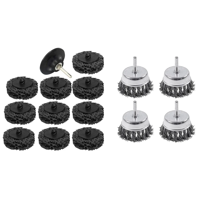 

Быстросменный шлифовальный диск для чистки и зачистки, 2 дюйма, 4 упаковки, щетка с узлом в виде проволочной чашки с круглым хвостовиком 1/4 дю...