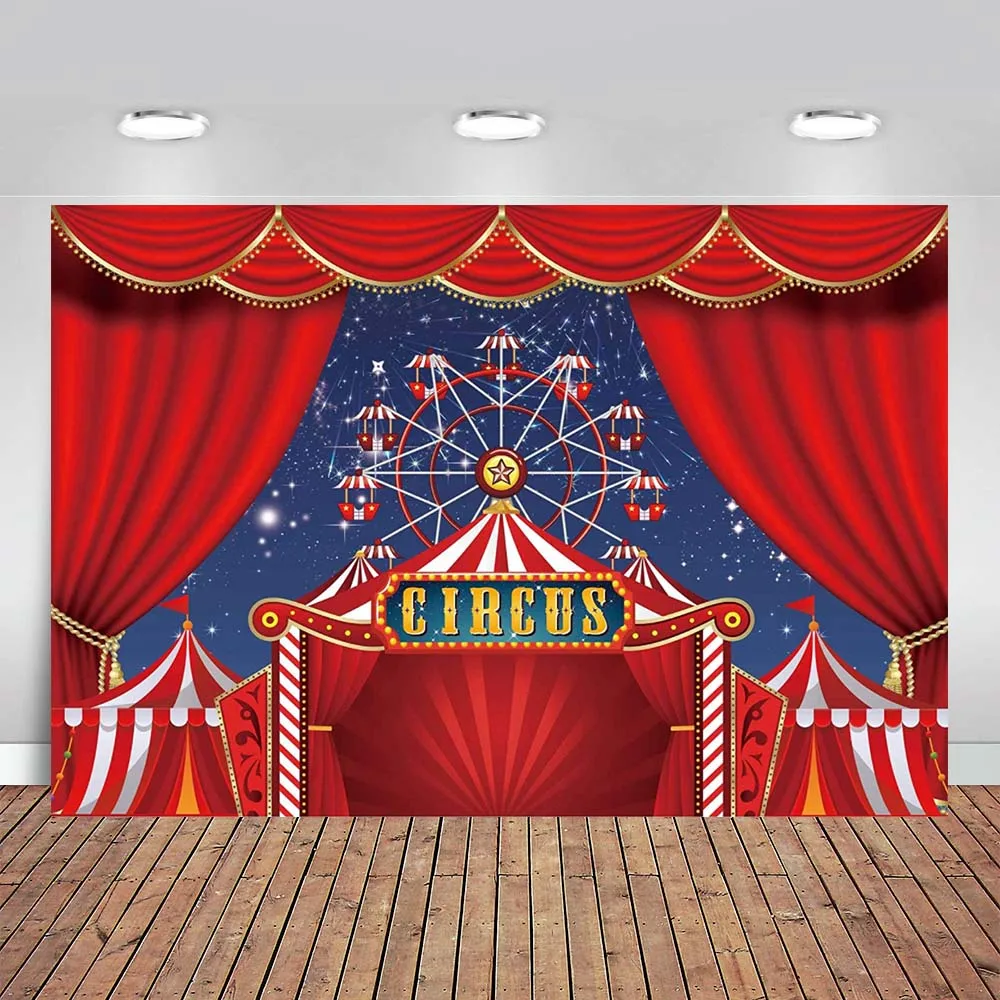 

Red Circus Tent Backdrop Photography Background Carnival Night Theme Party Supplies Birthday Baby Shower Kids Party Banner Decor