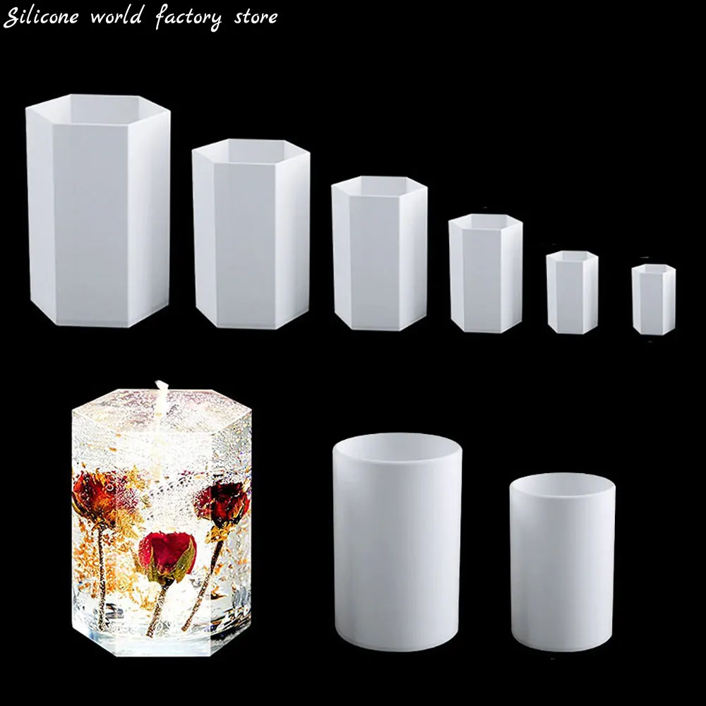 

Silicone World Hexagon Cylinder Silicone Mold DIY Epoxy Resin Candle Mould Aromatherapy Candle Wax Molds Clay Plaster Mould
