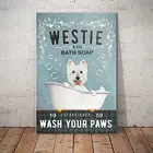 SIGNCHAT Westie собака банное мыло компания мыть ваши лапы Забавный для ванной постер металлический знак 8x12 дюймов