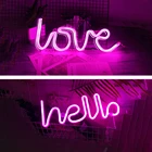 Светодиодная неоновая вывеска LOVE Hello, неоновая лампа для свадьбы, праздничное украшение, настенная лампа для Дня Святого Валентина, домашний декор, ночник