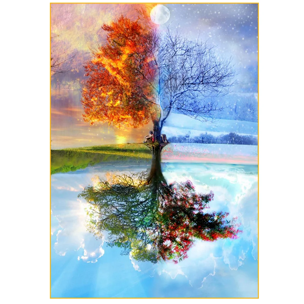 

5D landscape square diamond full diamond reflection tree DIY cross stitch decorative painting 40 * 50cm for sale