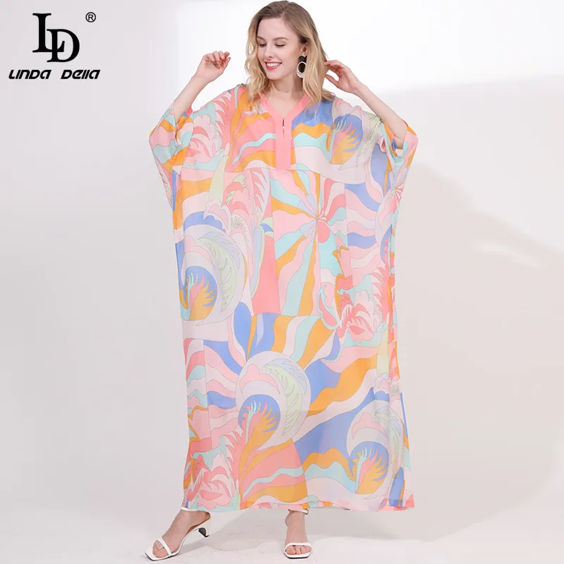 Женское свободное платье с геометрическим принтом LD LINDA DELLA 5XL размера плюс летнее