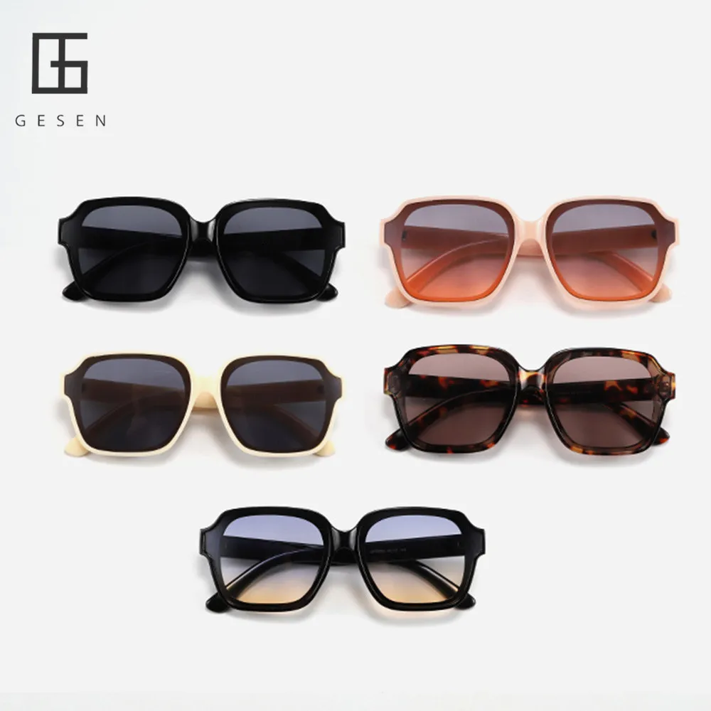 

GESEN Vintage Oversize Square Sunglasses Women Luxury Brand Big Frame Men Sun Glasses Black Fashion Gradient Female Eyeglasses