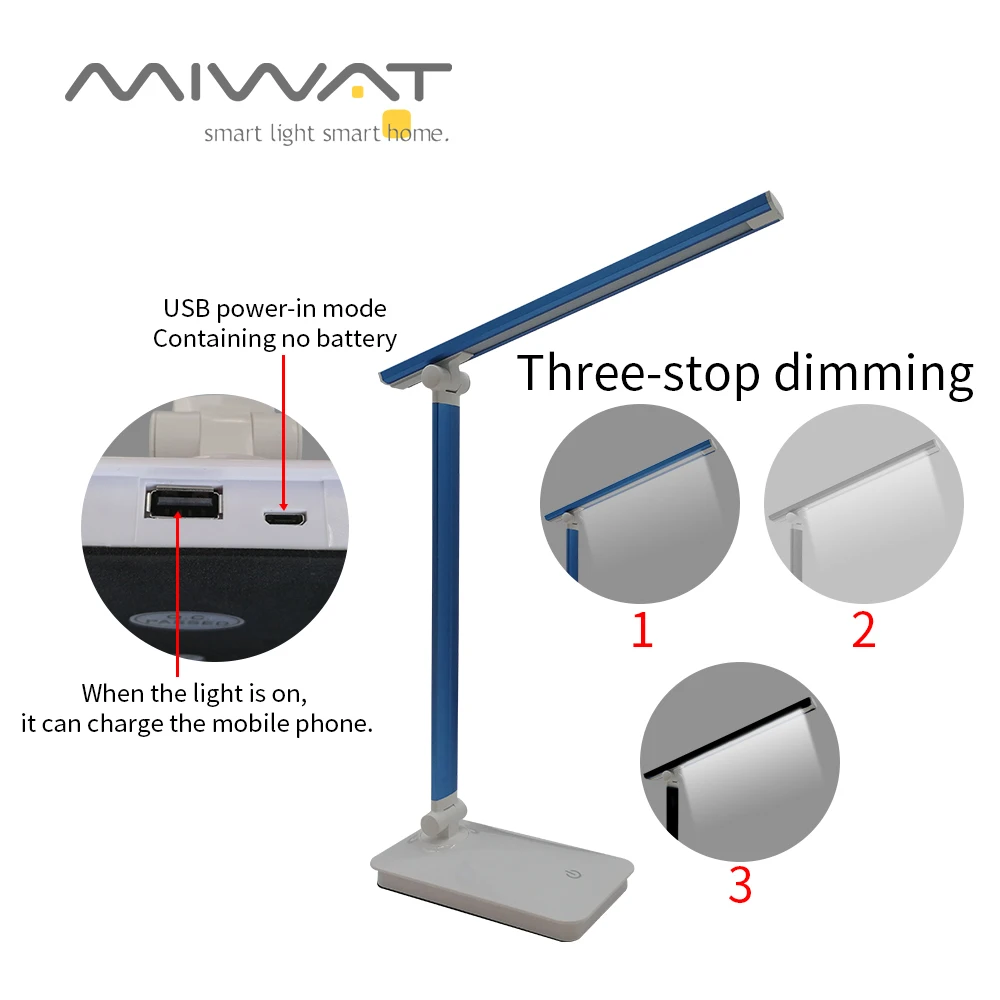 USB Перезаряжаемый DC 5V Светодиодный настольный светильник с сенсорным