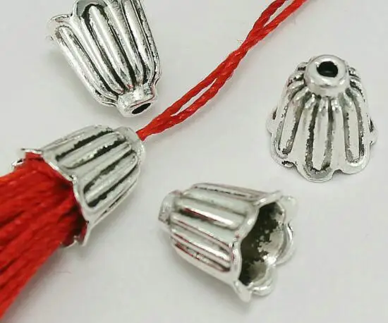 

Шапочка-Разделитель с кисточкой из тибетского серебра, 20 шт./лот, свободные бусины-разделители, разъемы для изготовления ювелирных изделий ...