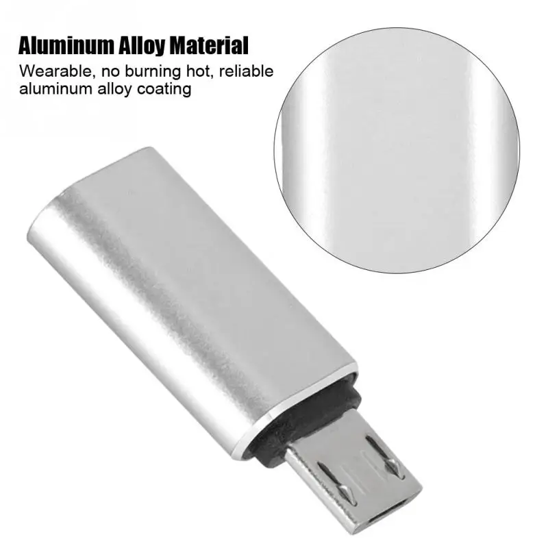 NEW 2 PCS USB3.0 Type-C Female to Micro usb Male Mobile Phone Adapter for Android Type-C to USB3.0 Phone Charging Converter - Color: Silver