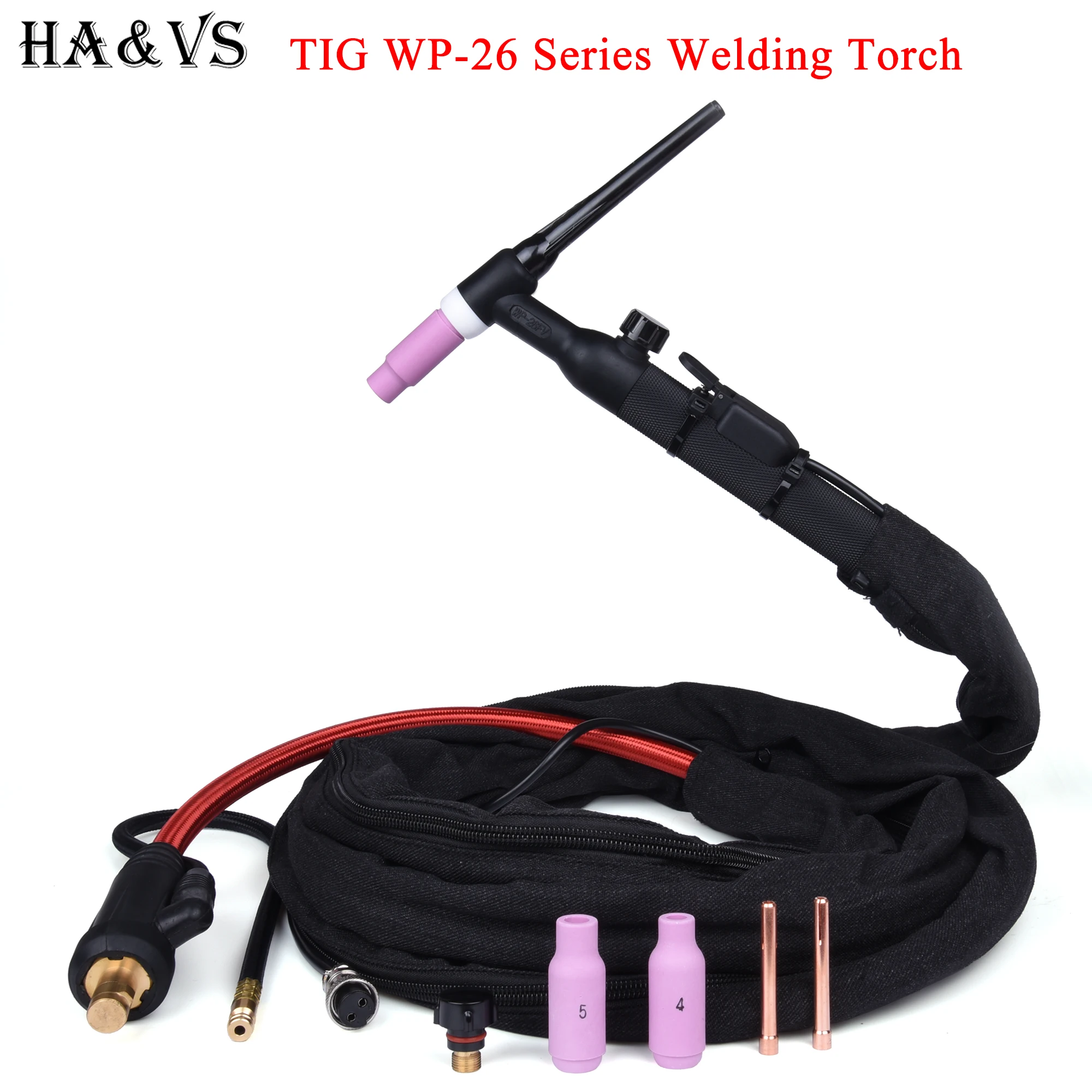 WP26 WP26FV WP26F TIG Welding Torch Gas-Electric Integrated Red Hose 4M 35-50 Euro Connector 13FT Air Cooled