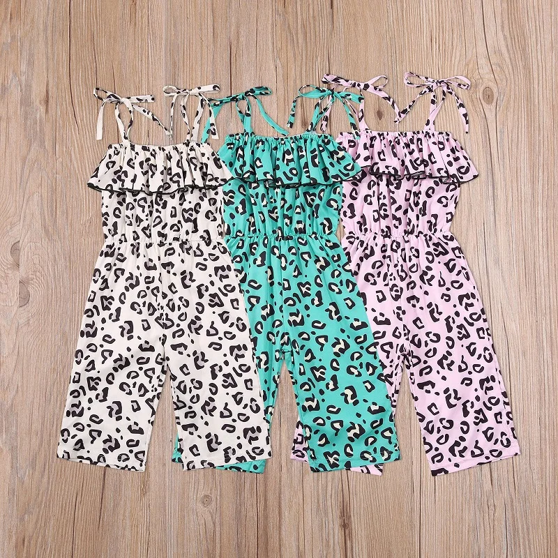 

1-6Y Toddler Kids Baby Girl Sleeveless Leopard Romper Jumpsuit One Pieces Summer Clothes
