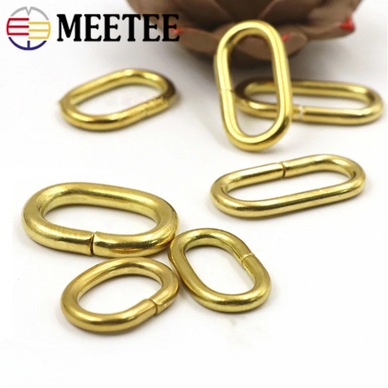 Meeetee 10 шт. чистый Медь латунь-хомут с круглым воротником для мальчиков и девочек с пряжкой ID16/18/20 мм/22 мм/24 мм овальные DIY Чемодан кожаного брелка для ключей аппаратных аксессуаров AP643