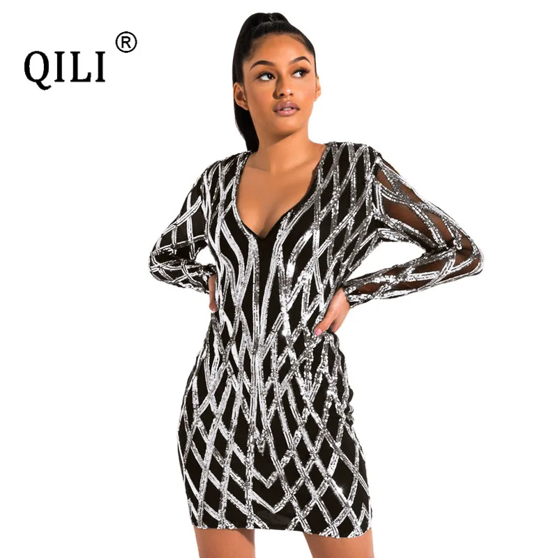 

Женское осенне-зимнее платье с V-образным вырезом и длинным рукавом