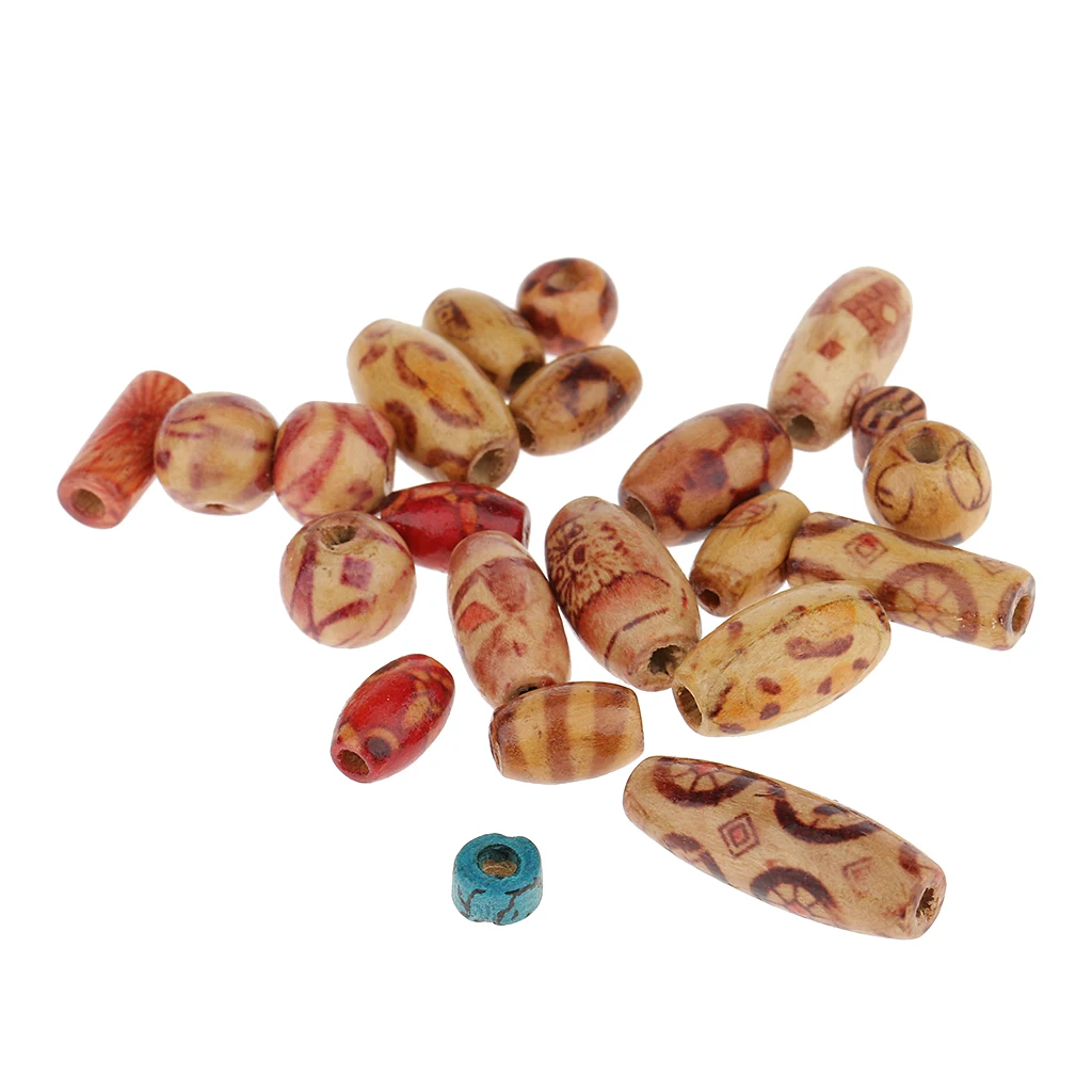

500 Pack Printed Wood Beads Macroporous Loose Beads DIY Jewelry Supplies