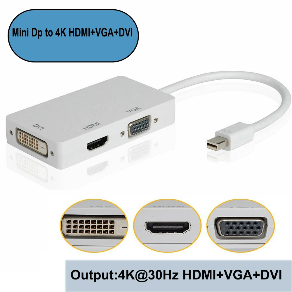 

4K Mini DP to HDMI VGA DVI Displayport cable adapter converter for Macbook pro air mini and more