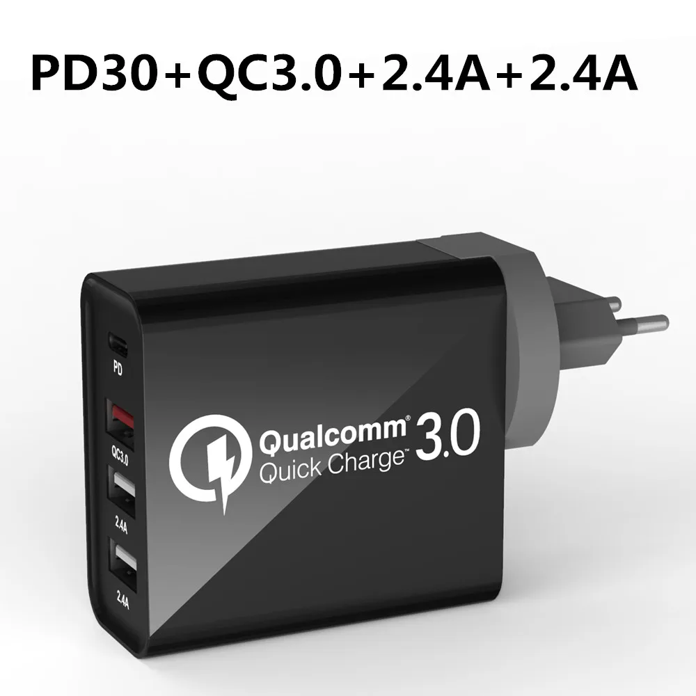 PD30W QC3.0 2.4A X2 48 Вт PD зарядное устройство Turbo USB C мульти быстрое зарядное устройство 3,0 type C QC 3,0 быстрое настенное зарядное устройство для iPhone 11 Imac Air Switch Pixel - Тип штекера: PD30W QC3.0 2.4A X2