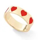 Женское позолоченное кольцо с красной эмалью, в форме сердца