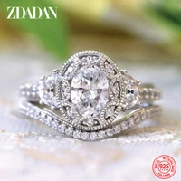zdadan 925 sterling silver oval zircon rings for women fashion jewelry party gift