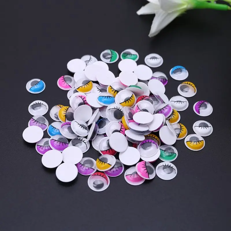 

100pcs Doll Eyes Mixed Color Self Adhesive Eyes with Eyelashes for Doll Bear Stuffed Toy Baby DIY Craft