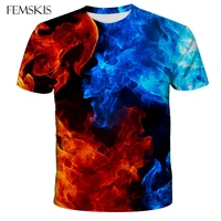 femskis summer new style ice fire short sleeved t shirt 3d print shirt for men women tee casual harajuku oversized t shirt