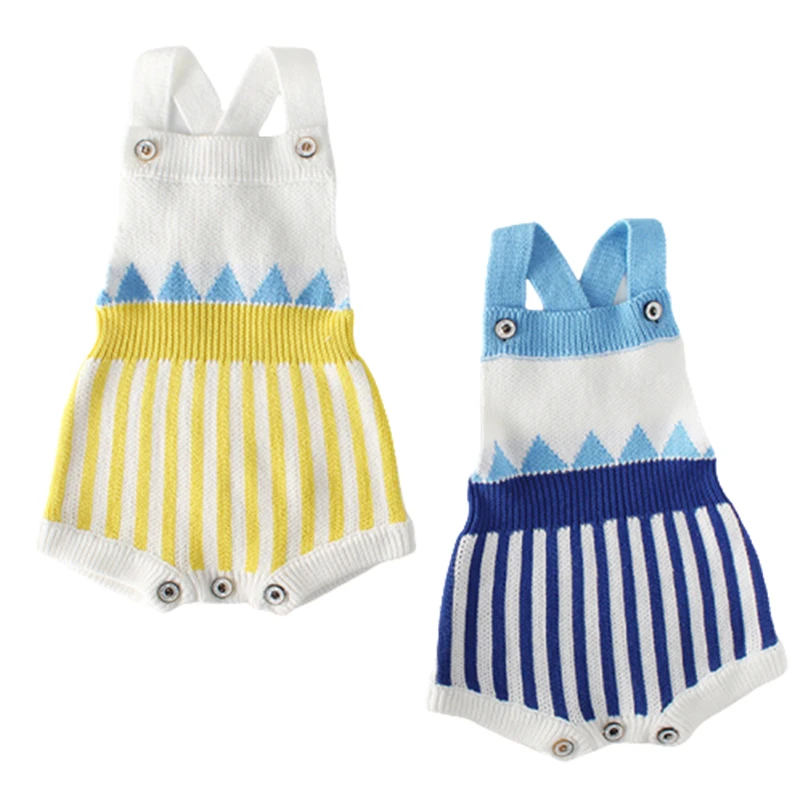 

Детские трикотажные комбинезоны для новорожденных мальчиков и девочек, комбинезон в полоску без рукавов, цельный костюм, детская одежда, ко...