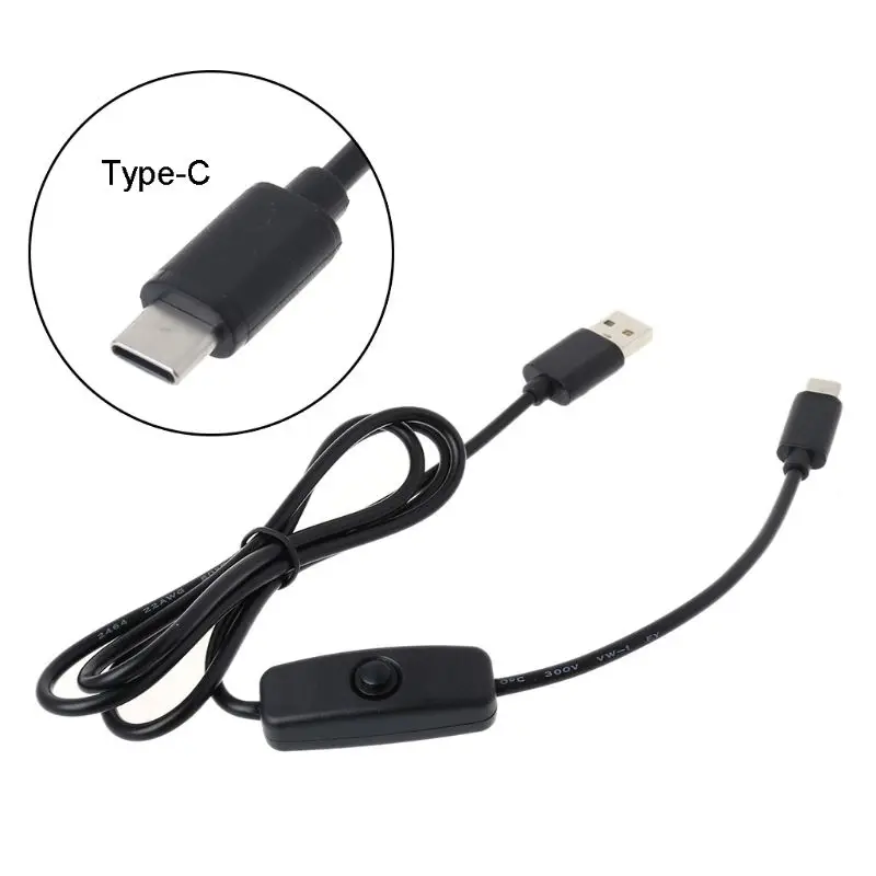 1 м usb type C зарядный кабель с переключателем ВКЛ/ВЫКЛ для Raspberry Pi 4 мобильного