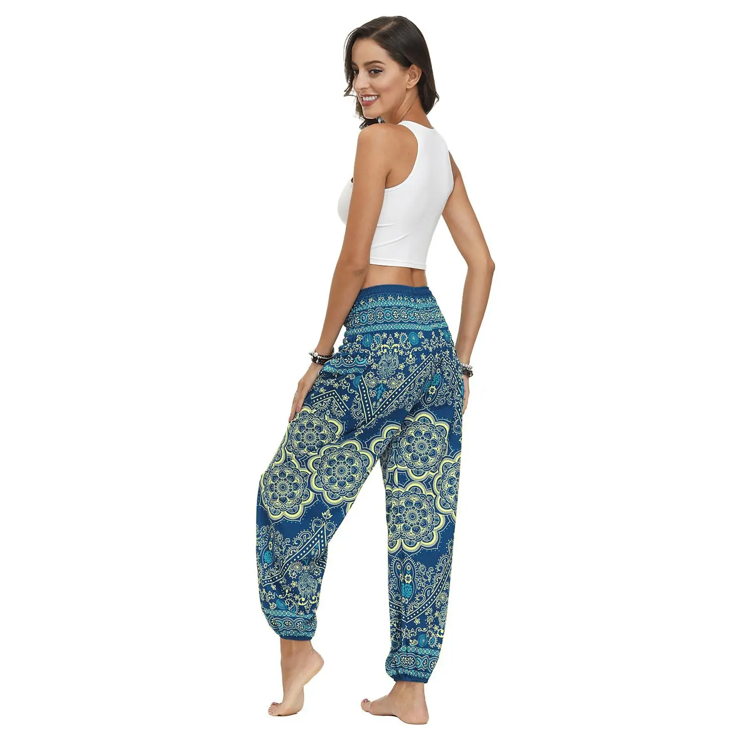 Женские повседневные брюки шаровары с национальным принтом женские штаны для