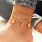 3 шт.компл. модный набор ножных браслетов с бабочками для женщин, винтажные браслеты сделай сам в стиле бохо, амулетный браслет на лодыжку, женские Украшения для ног