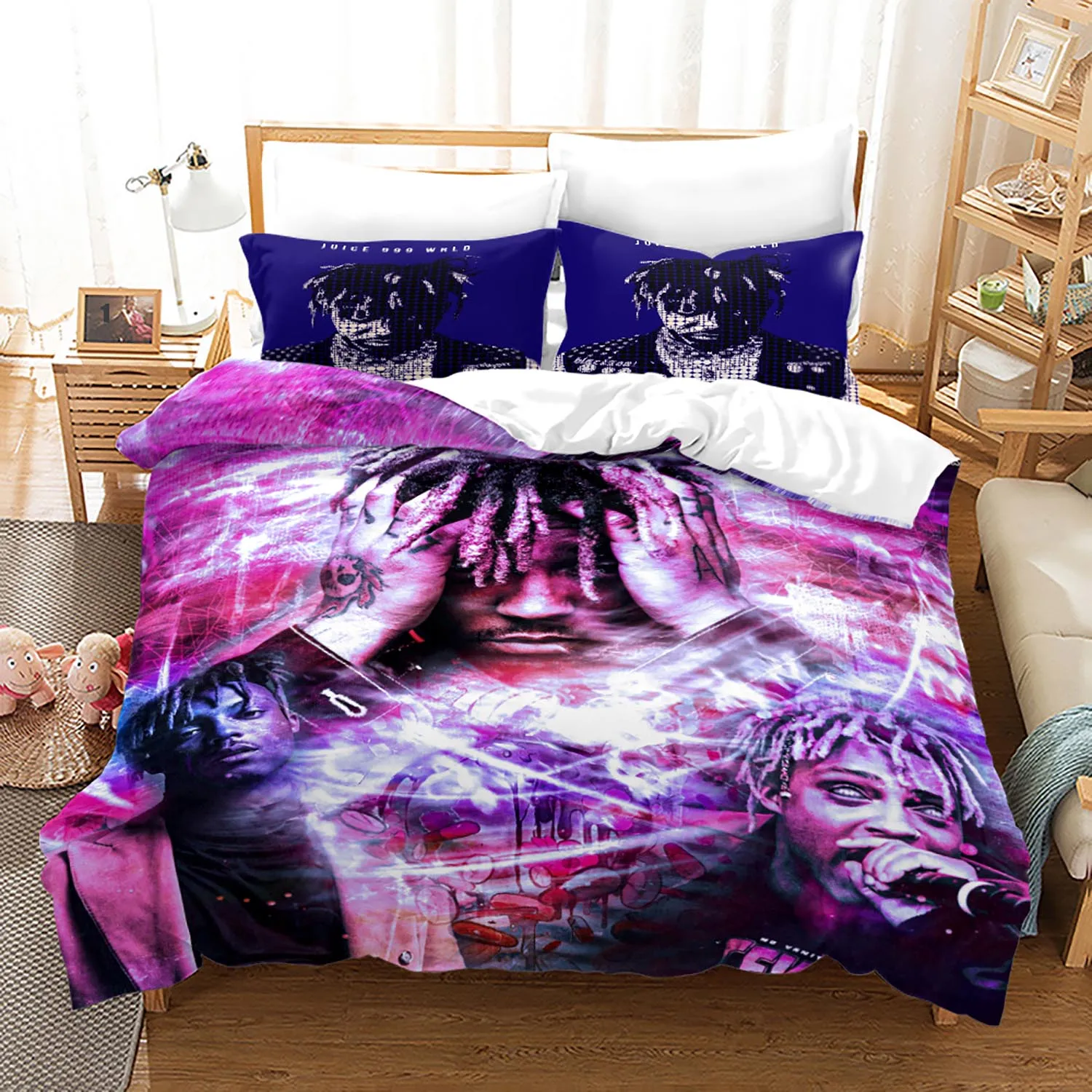 

Nwe Juice Wrld Bedding Set Single Twin Full Queen King Size Stars Juice Wrld Bed Set Aldult Kid Bedroom Duvetcover Sets 3D 006