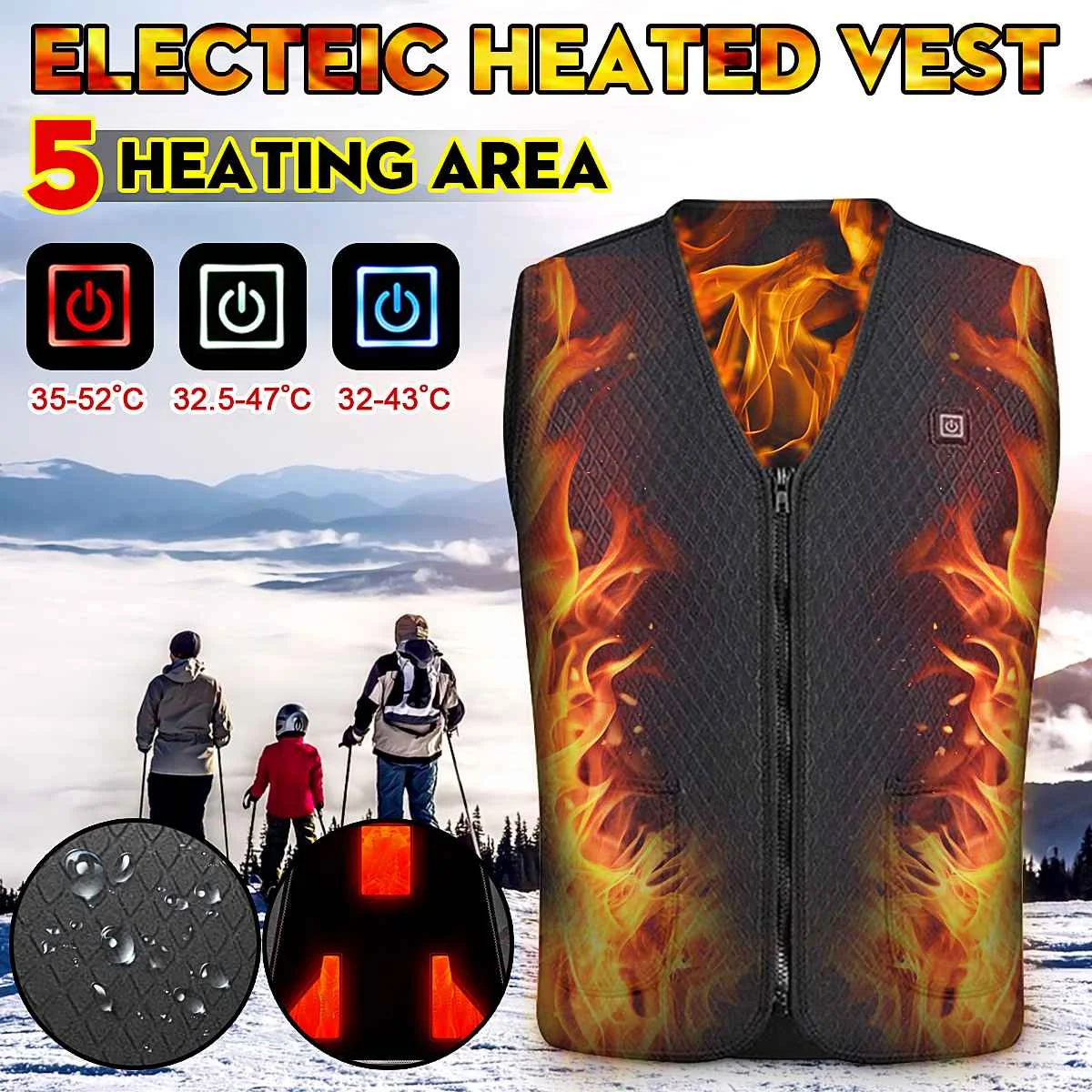 

Heated Jacket Fashion Men Women Coat Intelligent USB Electric Heating Thermal Warm Clothes Winter Heated Vest Plussize