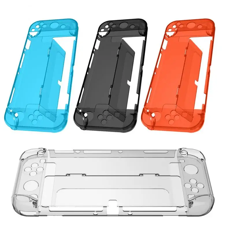 

For Nintendo Switch OLED Console Crystal Clear Shell 3 In 1 Left/Right Handle Host PC Hard Transparent Protective Case Cover