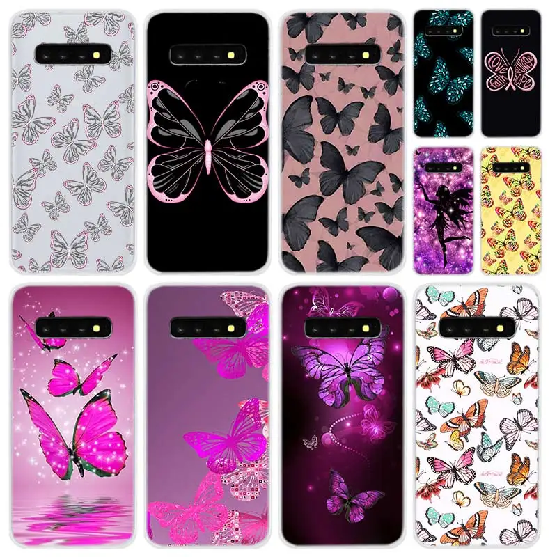 Мягкий силиконовый чехол для Samsung Galaxy S30 S20 Uitra S10 S9 S8 Plus Lite S20fe S10e S7Edge Butterfly Pink