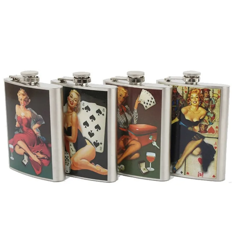 Кувшин с женским узором 8 унций популярная фляжка из нержавеющей стали в
