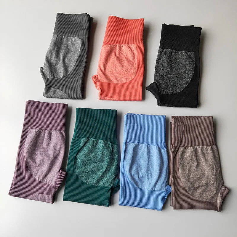 Бесшовные штаны для фитнеса и йоги женские спортивные Леггинсы бега