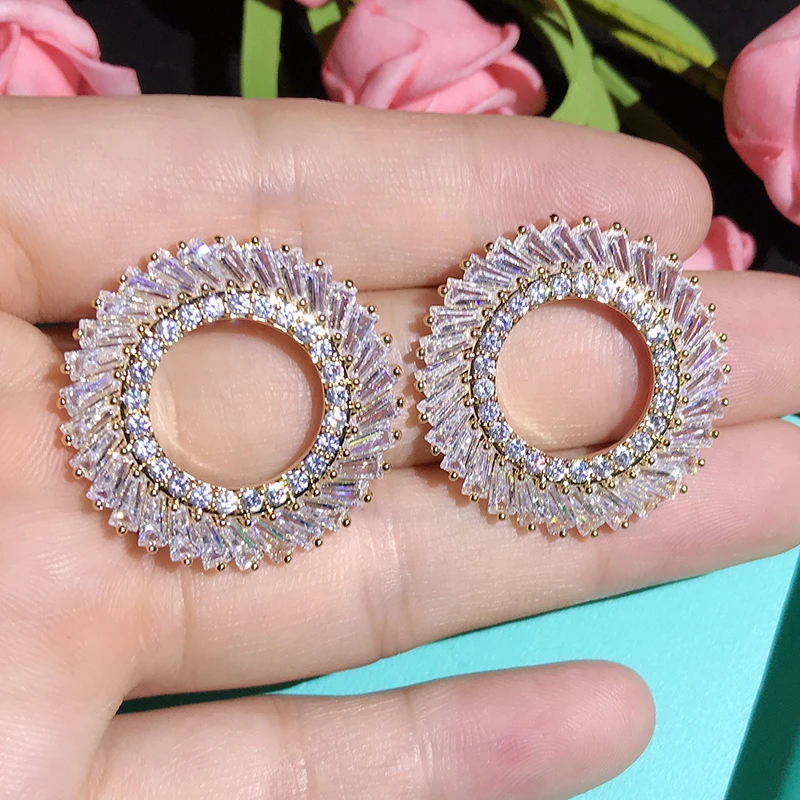 Женские круглые серьги гвоздики с фианитом|Серьги-гвоздики| |