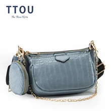 Crocodile Pattern Womens Shoulder Bag Designer 3 Pcs/Set Chain Crossbody Messenger Bags Lady Alligator Wide Strap Handbags