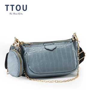 crocodile pattern womens shoulder bag designer 3 pcsset chain crossbody messenger bags lady alligator wide strap handbags free global shipping