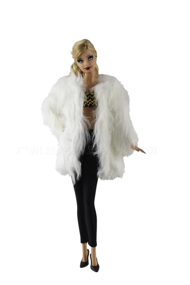 

Fashion White Fur Coat Dress Outfit Suit Sets for Barbie BJD FR SD Doll Clothes Role Play Accessories Toys for Girl