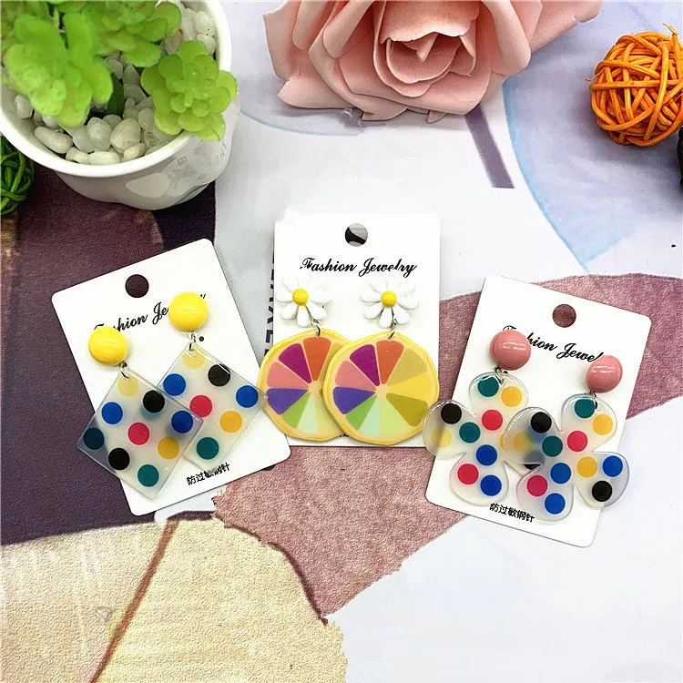 Женские Геометрические свисающие серьги летние в виде цветков лимона вечерние