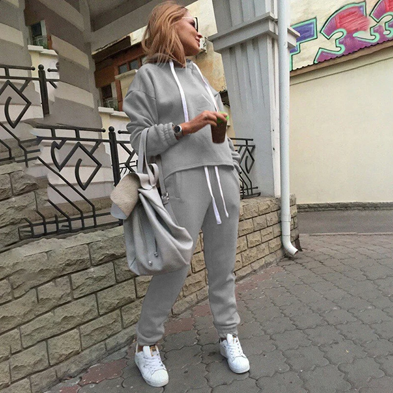 

Women 2 Pcs Tracksuit Sports Long Sleeve Sweatshirts Joggers Suits Running Set Workout Gym Spring Sportswear