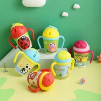 baby learning cup children drinking cup children drink milk straw cup gift customized cute animal water cup with handle