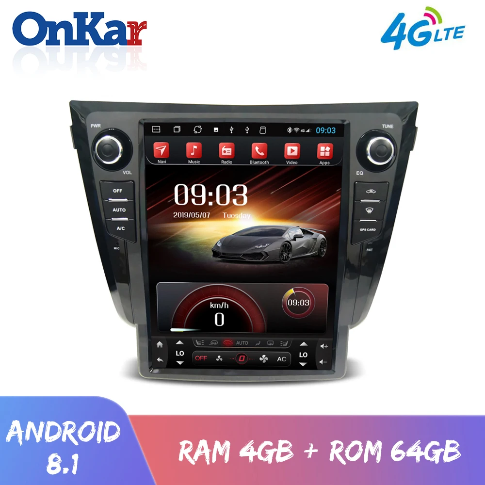 Автомагнитола ONKAR 1 Din GPS Android 8 для Nissan X Trail Qashqai вертикальный экран 12 дюйма ОЗУ 4 Гб