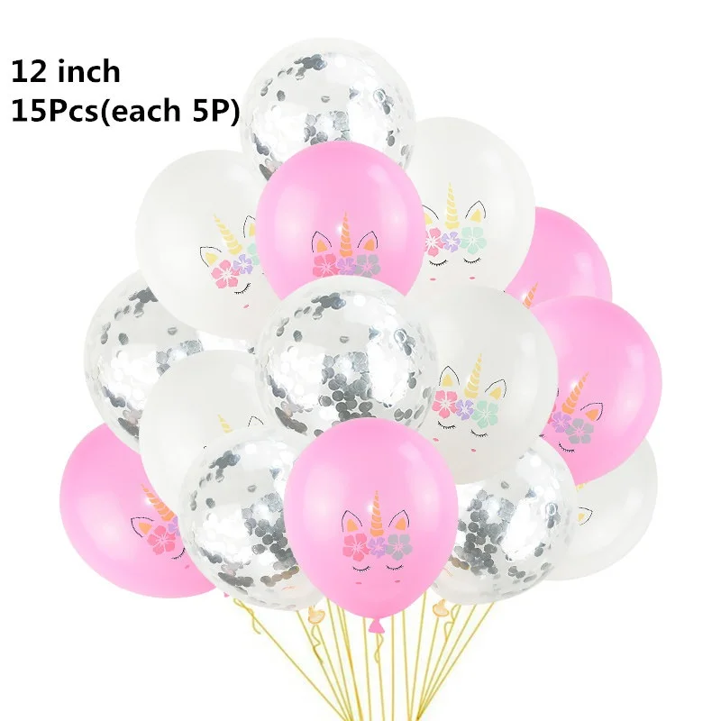15pcs-h 10 шт. 12 дюймов Единорог латексные шары Набор DIY мультфильм Лошадь Единорог шары принцесса день рождения украшения свадебные шары - Цвет: 15pcs-h