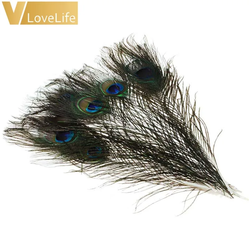 10 шт./лот модное Натуральное перо красивое Золотое павлина 25 30 см/8 12 дюймов для